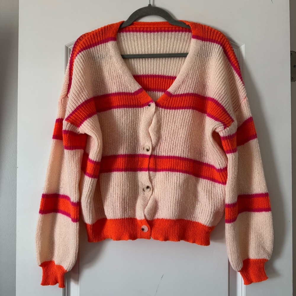 Striped Orange and Pink Women's Sweater